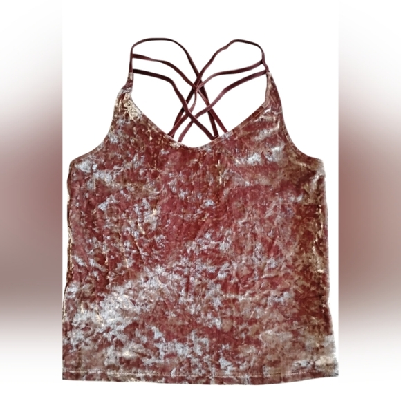 American Eagle M Tank Top Pink Crushed Velvet Cami Strap Fairy Whimsigoth Grunge - Picture 7 of 7